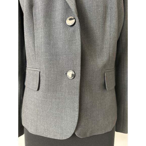 Calvin Klein Notch-Collar Long Sleeve Luxe Stretch Blazer Jacket Gray Size 10 - Picture 4 of 12